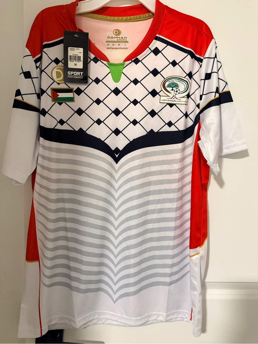 Dahhan Sport Performance White Red and Black Palestine Shirts